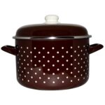 Metalac Hluboký smaltovaný hrnec Standard s poklicí, hnědý puntík, 16 cm, 2 l