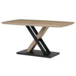 Jídelní stůl TORZORYOR 160×90, dub san remo, černý kov