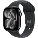 Apple Watch Series 11 Cellular 46mm Klavírně černý hliník s černým sportovním řemínkem – S/M