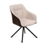 Otočná jídelní židle ROSBEL, béžová látka/hnědá látka/kov