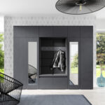 Předsíňová stěna AMI 17 – se zrcadlem Černá Grafit