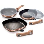 BerlingerHaus Rosegold Metallic Line Sada pánví 5 ks s odnímatelnou rukojetí a mramorovým povrchem