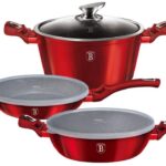 BERLINGERHAUS Sada nádobí s mramorovým povrchem 6 ks Burgundy Metallic Line