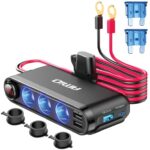 Amio Roztrojka s kabeláží 3× USB s voltmetrem 12/24V