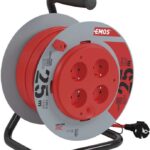 EMOS PVC kabel na bubnu s pevným středem – 4 zásuvky, 25m, 1,5mm2