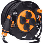 Solight Na bubnu, 4 zásuvky, 25 m kabel guma-neopren, 3 × 2,5 mm2, IP44