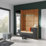 Předsíňová stěna AMI 29 – se zrcadlem Žlutá Dub artisan/černá