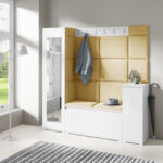 Předsíňová stěna AMI 28 – se zrcadlem Světle žlutá Bílá