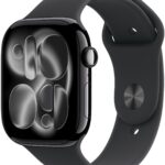 Apple Watch Series 11 Cellular 42mm Klavírně černý hliník s černým sportovním řemínkem – S/M