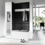 Předsíňová stěna AMI 22 – se zrcadlem Černá Bílá