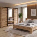 Ložnice NEJBY BARNABA PREMIUM 250 s postelí 180×200 cm s vyšším čelem, dub wotan