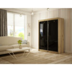 Kvalitní Šatní Skříň Peak 120 cm Černá Dub craft