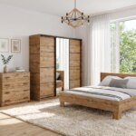 Ložnice NEJBY BARNABA PREMIUM 200K s postelí 180×200 cm s vyšším čelem, dub wotan