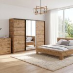 Ložnice NEJBY BARNABA PREMIUM 280K s postelí 180×200 cm s vyšším čelem, dub wotan